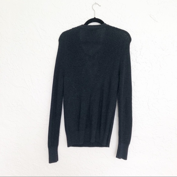 H&M LOGG Label of Graded Goods Womens Navy Lace-Up V Neck Sweater Size Medium - Picture 3 of 5